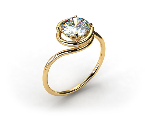 18k Yellow Gold Solitaire Swirl AE133 by Danhov Designer Engagement Ring